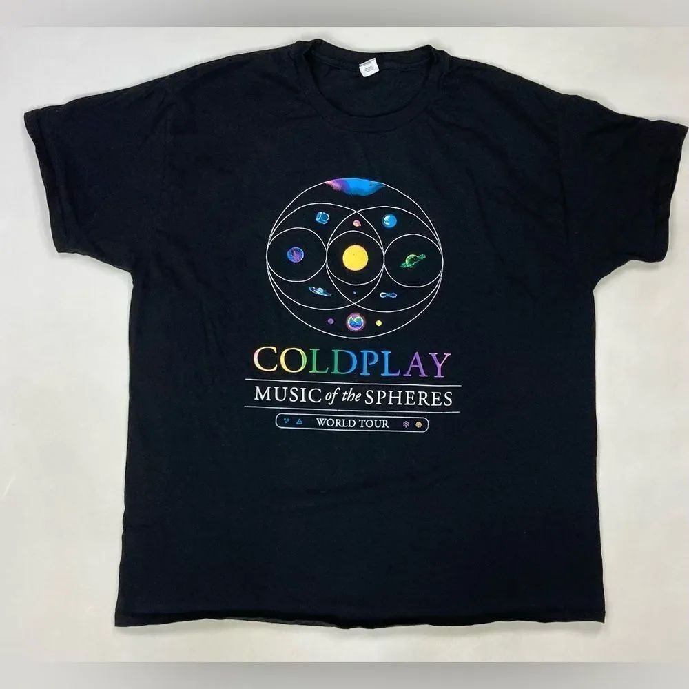 Coldplay Music of the Spheres 2025 Tour Graphic T-shirt Men XL Black Music Merch